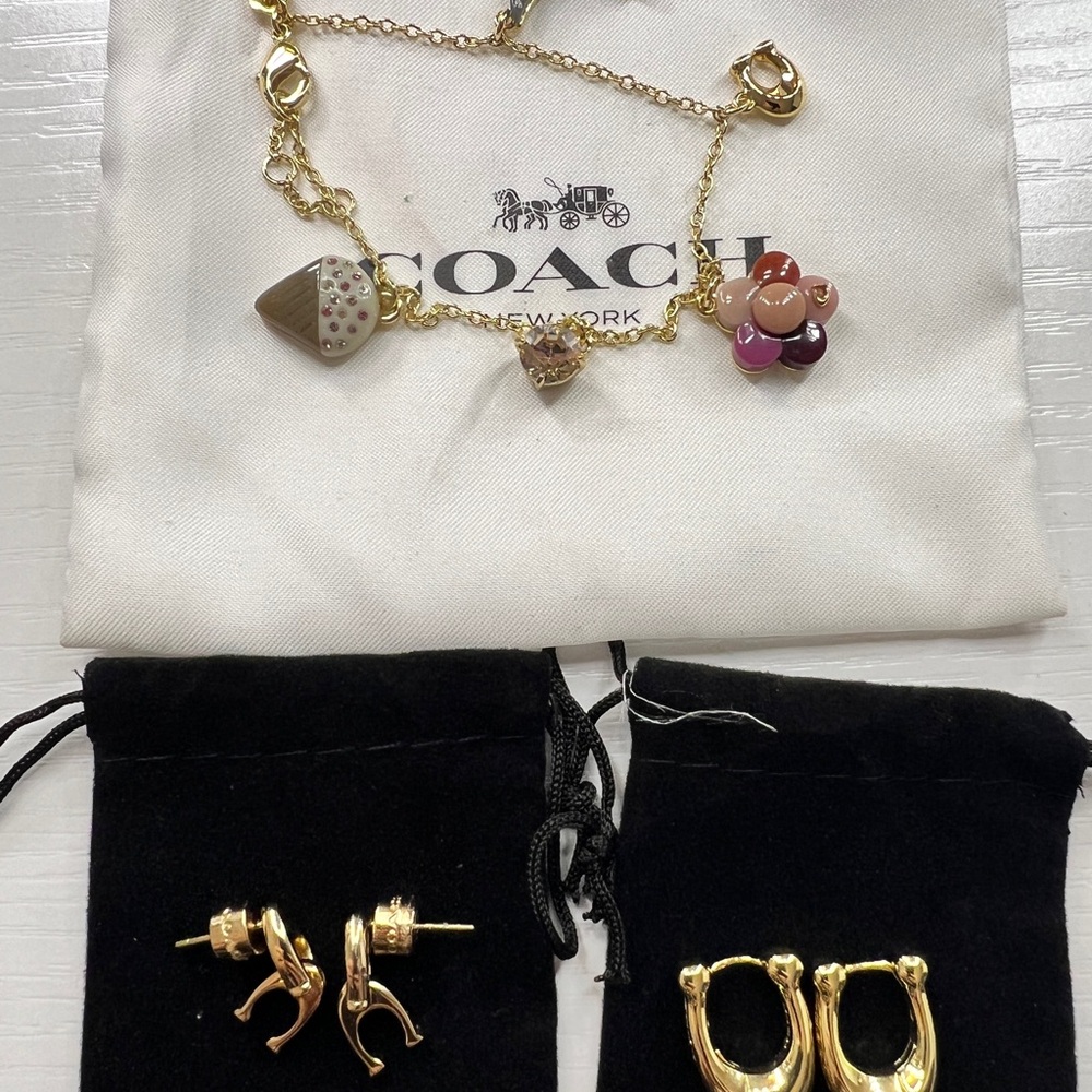 Coach Gold Bracelet/Earrings Bundle